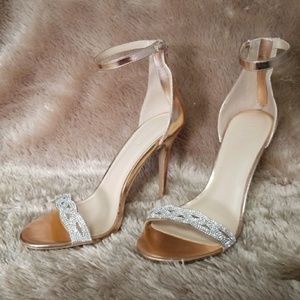 Charlotte Russe Rose Gold Heels Sandals SZ 8